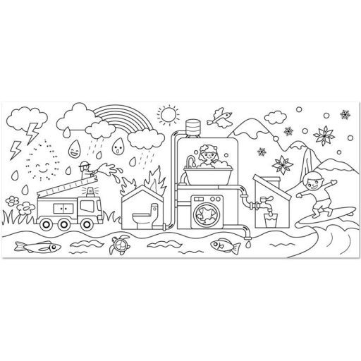 Színező tekercs, öntapadó, 31x355 cm, STICK N, a víz utazása