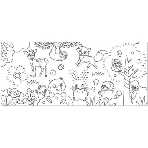 Színező tekercs, öntapadó, 31x355 cm, STICK N, erdei állatok