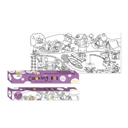 Színező tekercs, öntapadó, 31x355 cm, STICK N, vidám falu