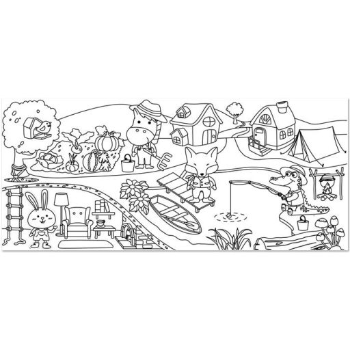 Színező tekercs, öntapadó, 31x355 cm, STICK N, vidám falu