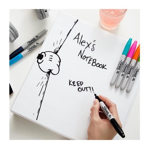 Alkoholos marker készlet, 1 mm, kúpos, SHARPIE "Fine Point", 4 különböző szín