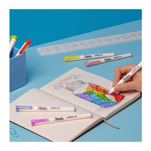 Filctoll készlet, vágott,  SHARPIE "S-Note", 4 különböző szín