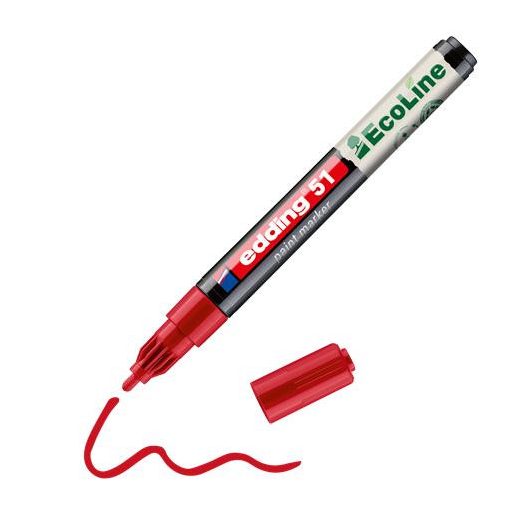 Lakkmarker, 1-2 mm, EDDING "51", piros