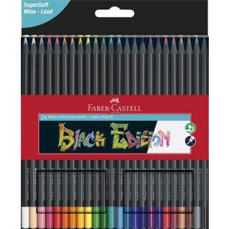   Színes ceruza készlet, háromszögletű, FABER-CASTELL "Black Edition", 24 különböző szín