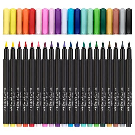 Ecsetirón készlet, FABER-CASTELL "Black Edition", 20 különböző szín