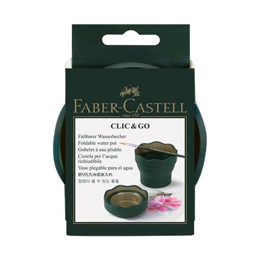 Ecsettál, műanyag, FABER-CASTELL "Click&Go", zöld