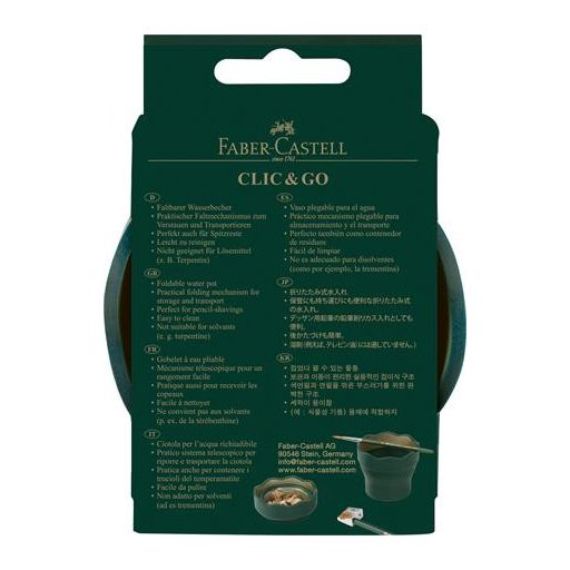 Ecsettál, műanyag, FABER-CASTELL "Click&Go", zöld