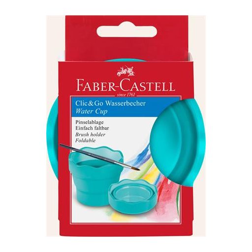 Ecsettál, műanyag, FABER-CASTELL "Click&Go", türkiz
