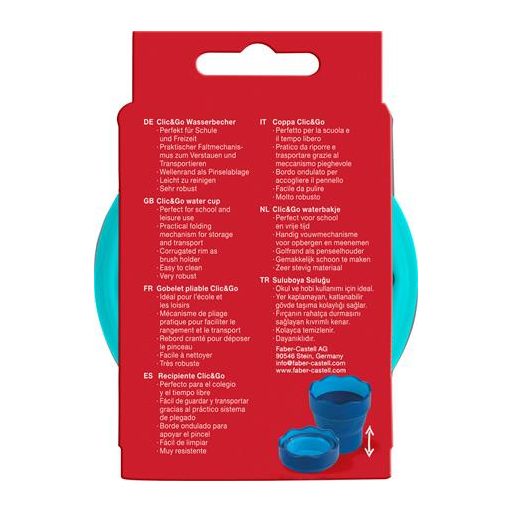 Ecsettál, műanyag, FABER-CASTELL "Click&Go", türkiz