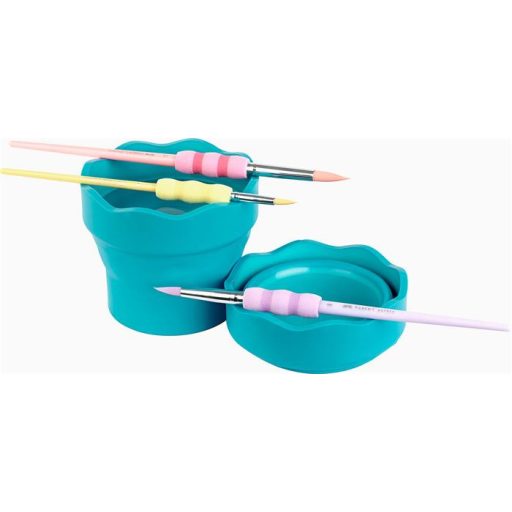 Ecsettál, műanyag, FABER-CASTELL "Click&Go", türkiz