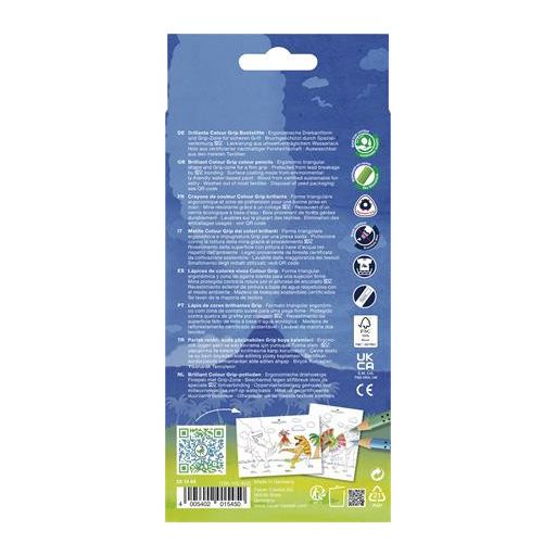 Színes ceruza készlet, háromszögletű, FABER-CASTELL "Grip Dinoszaurusz" 10+3 különböző szín