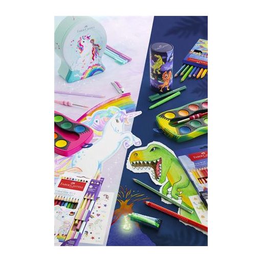 Színes ceruza készlet, háromszögletű, FABER-CASTELL "Grip Dinoszaurusz" 10+3 különböző szín