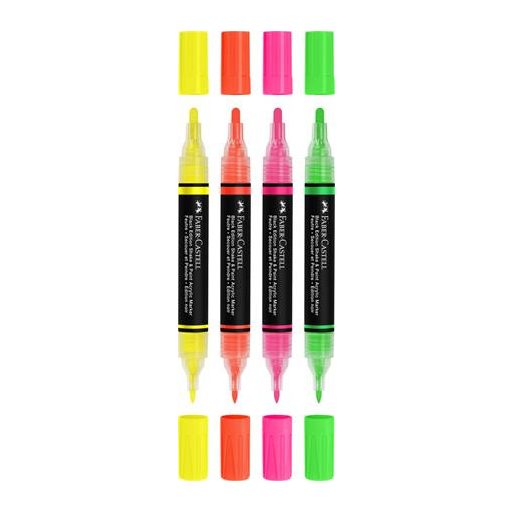 Dekormarker készlet, 1,0/3,0 mm, kétvégű, akril, FABER-CASTELL "Shake&Paint", 4 különböző neon szín