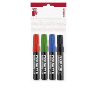   Alkoholos marker készlet, 1-3 mm, kúpos, ICO "Permanent 11", 4 különböző szín