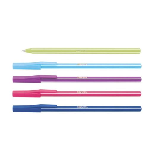 Golyóstoll, 0,7 mm, kupakos, henger alakú tartóban, ICO "Signetta Mix", kék