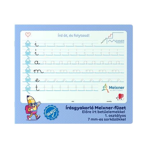 Füzet, tűzött, 235x280 mm, álló, 32 lap, 1. osztály, ICO "Süni Meixner", előnyomott