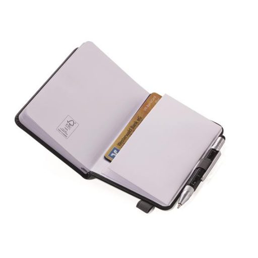 Jegyzetfüzet, exkluzív, A7, pontrácsos, 64 lap, keményfedeles, fekete golyóstollal, TROIKA "Lilipad+Liliput", fekete