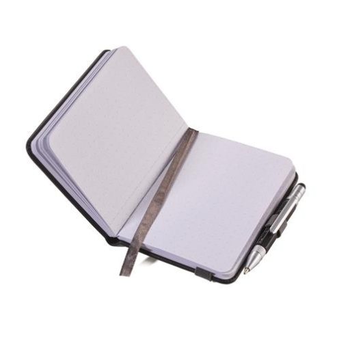 Jegyzetfüzet, exkluzív, A7, pontrácsos, 64 lap, keményfedeles, fekete golyóstollal, TROIKA "Lilipad+Liliput", fekete