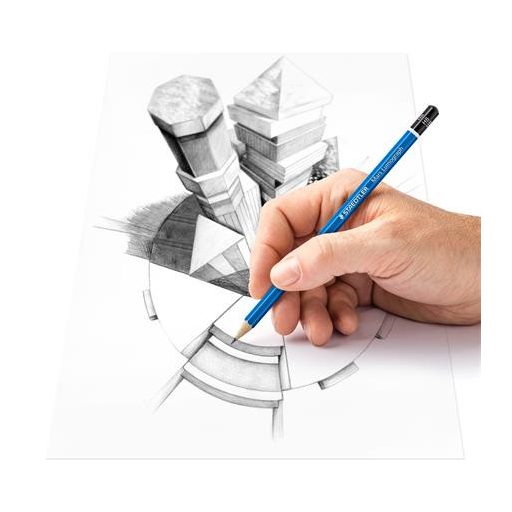 Grafitceruza készlet, fém doboz, hatszögletű, STAEDTLER "Mars Lumograph 100", 12 különböző keménység