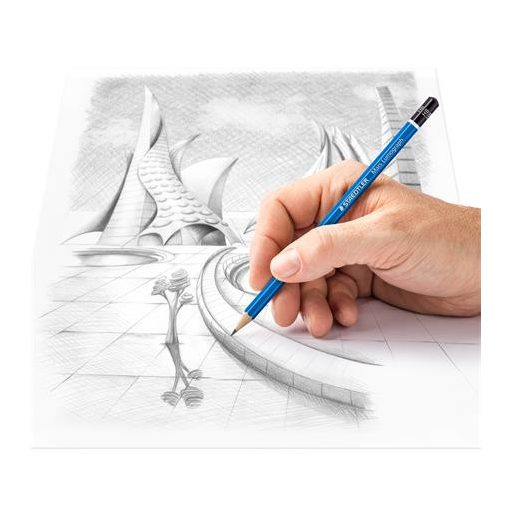 Grafitceruza készlet, fém doboz, hatszögletű, STAEDTLER "Mars Lumograph 100", 12 különböző keménység