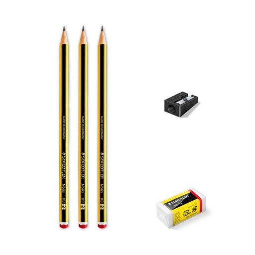 Grafitceruza, HB, hatszögletű, hegyezővel és radírral, STAEDTLER "Noris"