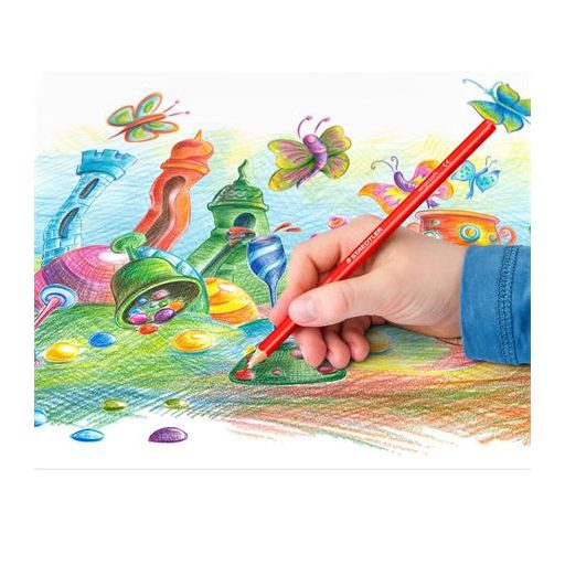 Színes ceruza készlet, háromszögletű, STAEDTLER "Ergo Soft 157", 12 különböző szín