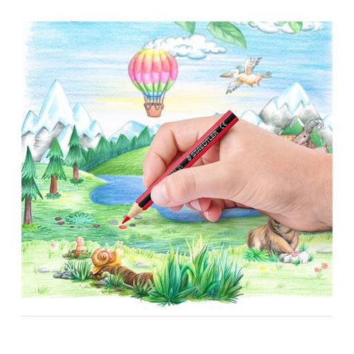 Színes ceruza készlet, hatszögletű, félhosszú, STAEDTLER "Noris Colour 185", 12 különböző szín