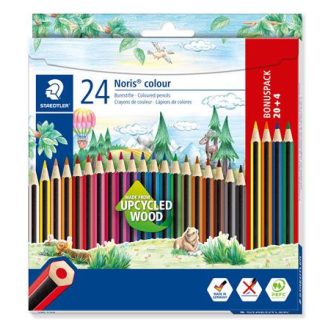   Színes ceruza készlet, hatszögletű, STAEDTLER "Noris Colour 185", 20+4 különböző szín