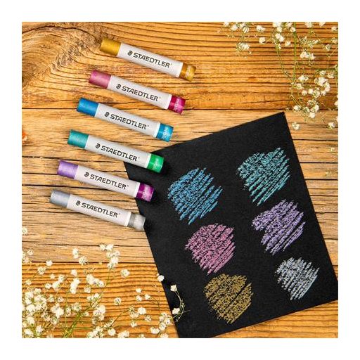 Olajpasztell kréta, STAEDTLER® "2420 M", 6 különböző metál szín