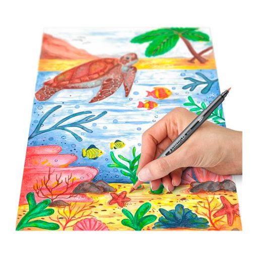 Ecsetirón készlet, 0,5-0,8/1,0-6,0 mm, kétvégű, STAEDTLER "3001", 18 szín