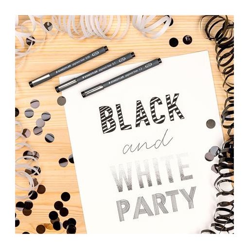 Tusfilc készlet, 12 különböző vonalvastagság, STAEDTLER "Pigment Liner 308", fekete