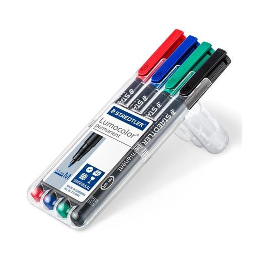 Alkoholos marker készlet, OHP, 1 mm, STAEDTLER "Lumocolor® 317 M", 4 különböző szín