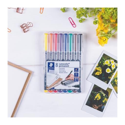 Alkoholos marker készlet, OHP, 0,6 mm, STAEDTLER "Lumocolor® 318 F", 8 különböző szín