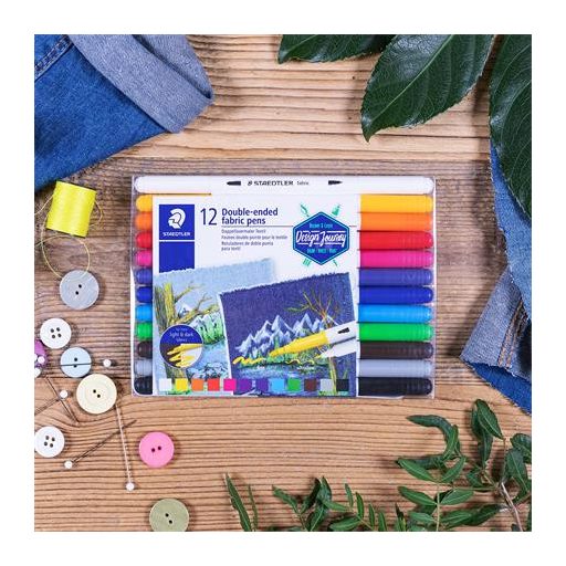 Textilfilc, kétvégű, STAEDTLER® "3190", 12 különböző szín