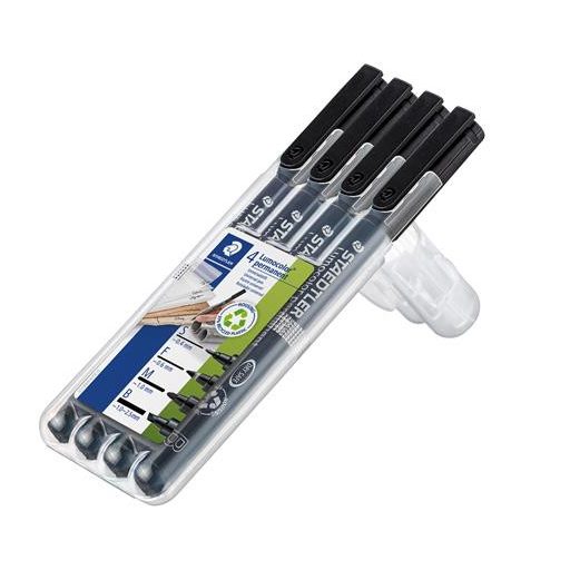 Alkoholos marker készlet, OHP, STAEDTLER "Lumocolor® 31", 4 különböző vonalvastagság, fekete