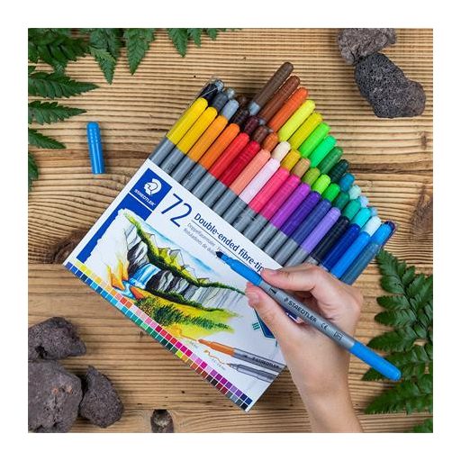 Filctoll készlet, 0,8/3,0 mm, kétvégű, STAEDTLER® "3200", 72 különböző szín