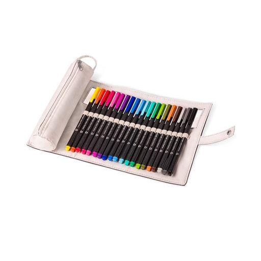 Tűfilc készlet feltekerhető tolltartóban vegyes színekben, 0,3 mm, STAEDTLER "Triplus® 334", 20 különböző szín