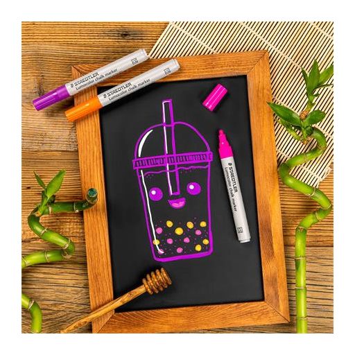 Krétamarker készlet, 2,4 mm, kúpos, STAEDTLER "Lumocolor® chalk marker 344", 5 különböző szín