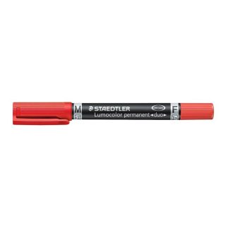   Alkoholos marker, 0,6/1,5 mm, kúpos, kétvégű, STAEDTLER "Lumocolor® duo 348", piros