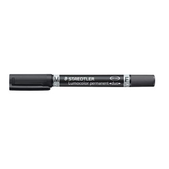   Alkoholos marker, 0,6/1,5 mm, kúpos, kétvégű, STAEDTLER "Lumocolor® duo 348", fekete