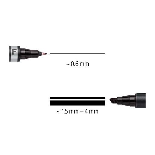 Alkoholos marker, 0,6/1,5 mm, kúpos, kétvégű, STAEDTLER "Lumocolor® duo 348", fekete