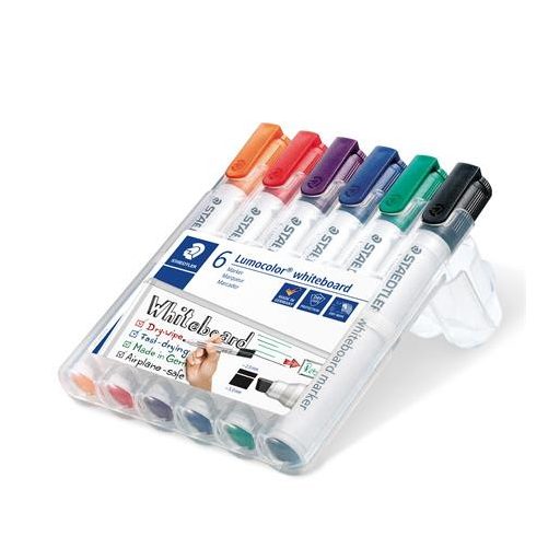 Táblamarker készlet, 2-5 mm, vágott, STAEDTLER "Lumocolor® 351 B", 6 különböző szín
