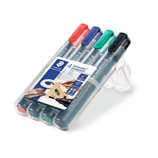 Alkoholos marker készlet, 2 mm, kúpos, STAEDTLER "Lumocolor® 352", 4 különböző szín
