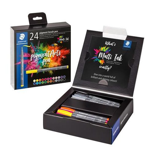 Ecsetirón készlet, STAEDTLER "Pigment brush 371", 24 különböző szín