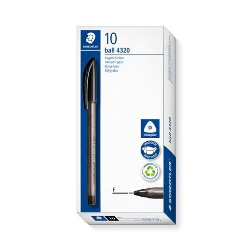 Golyóstoll, 0,3 mm, kupakos, STAEDTLER "Ball 432", fekete