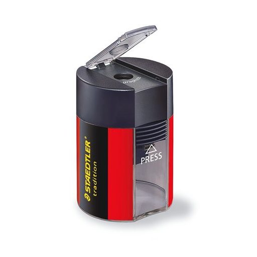 Hegyező, egylyukú, tartályos, STAEDTLER "511", fekete-piros