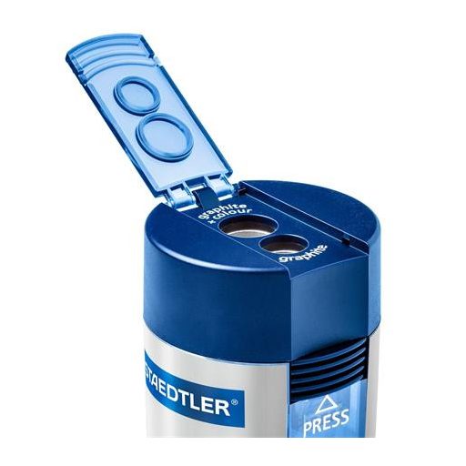 Hegyező, kétlyukú, tartályos, STAEDTLER "512", kék