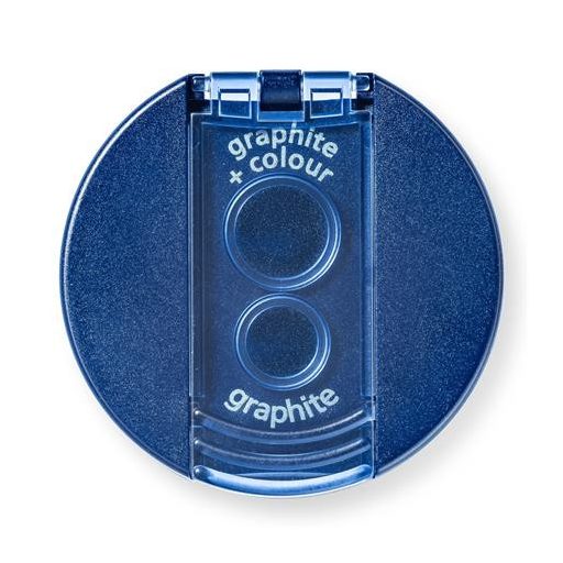 Hegyező, kétlyukú, tartályos, STAEDTLER "512", kék