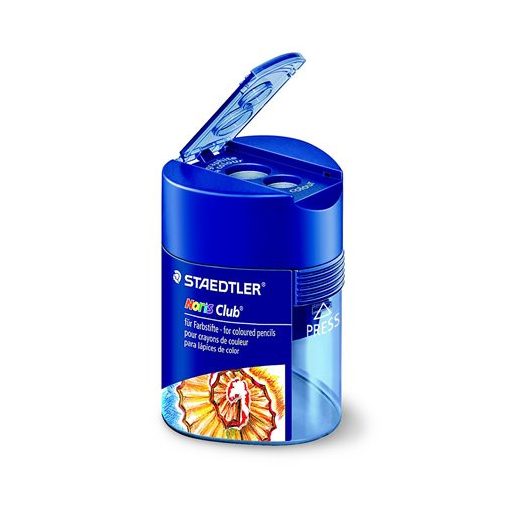 Hegyező, kétlyukú, tartályos, STAEDTLER "Noris 512 F", kék