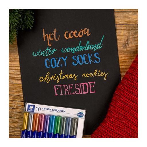 Kalligrafikus marker készlet, STAEDTLER "8325", 10 különböző metál szín